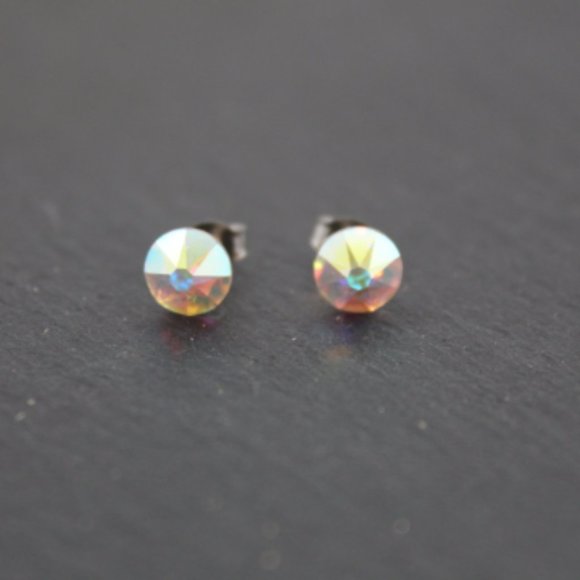 Beautiful Sparkly Stud Earrings in AB Crystal - Picture 3 of 4
